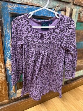 purple floral long sleeve girls dress